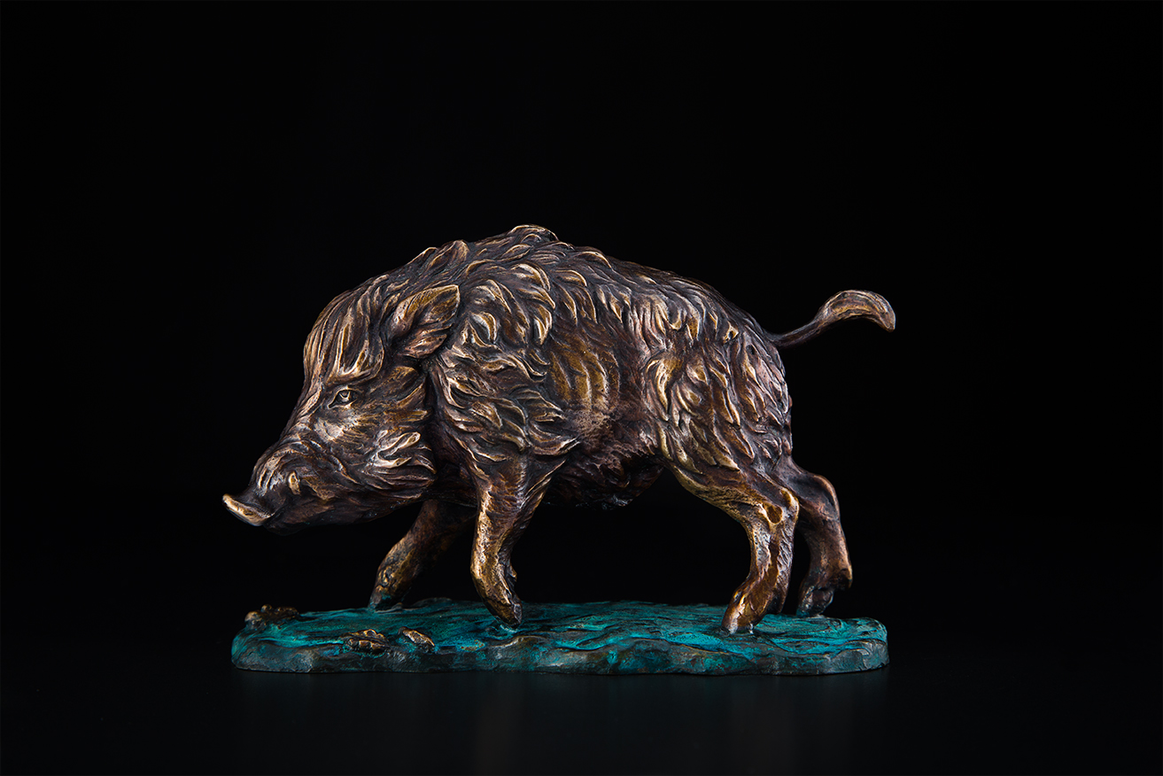 Tierplastik "Wildschwein", Bronze - limitierte Edition!